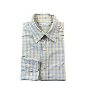 Gustin Blue Yellow Checked Cotton Burton Down Shirt Small Long